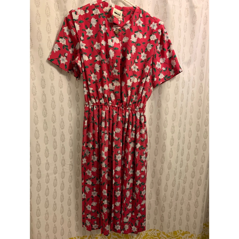 Vintage Midi Pink Floral Dress